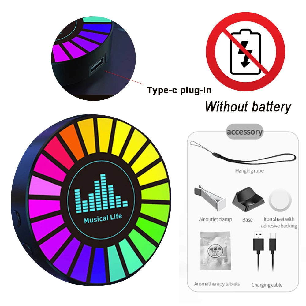 Smart RGB Pickup Lights LED 3D Ambient Lamp Sound Control Music Rhythm Lights Air Freshener for Car Gaming TV Creative Decora