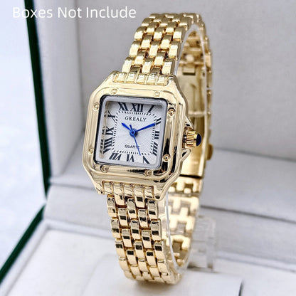 New Women Watch Light Luxury Brand Business Gold Stainless Steel Ladies Fashion Quartz Watches Female Clock Bracelet Wristwatch