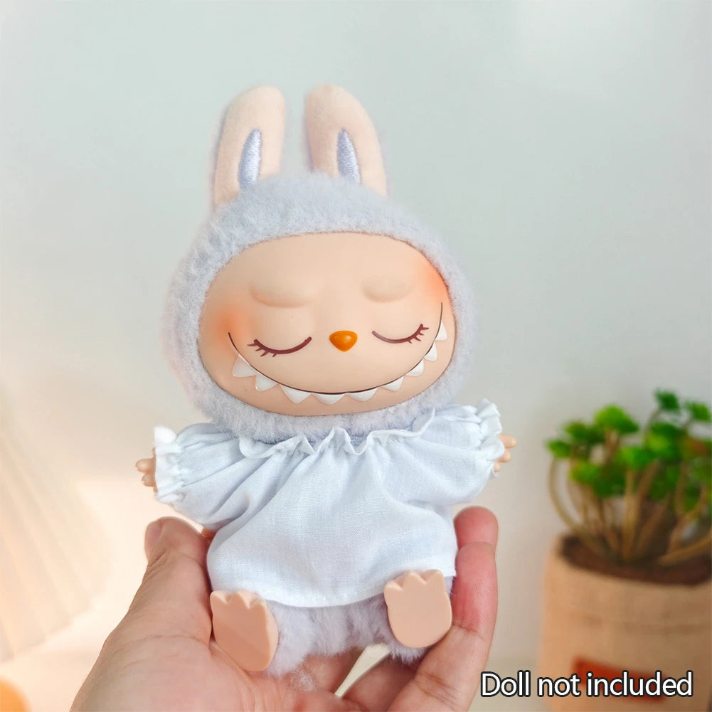 Mini Doll'S Clothes Outfit Accessories for 15-17cm Ropa Labubu & 10cm Cotton Doll Love Hoodie Pink Yarn Skirt Clothing no doll