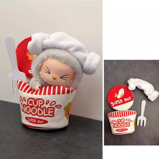 Instant Noodle Bucket Clothes For Labubu doll outfit corn milk box Travel Style Kid Toy Gift no doll