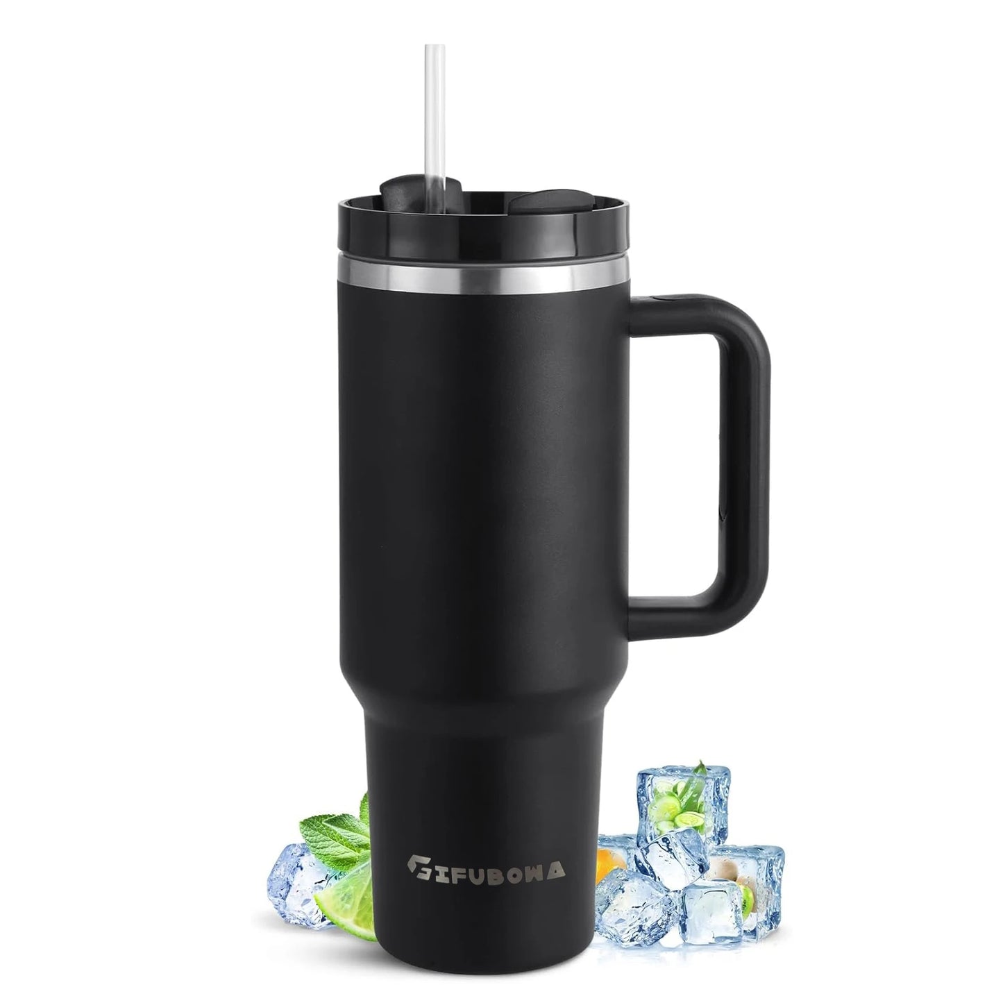 1200ml Stainless Steel Insulated Straw Water Bottle Thermal Coffee Car Cup 40oz Cold Hot Mug Vacuum Flask with Handle for Travel