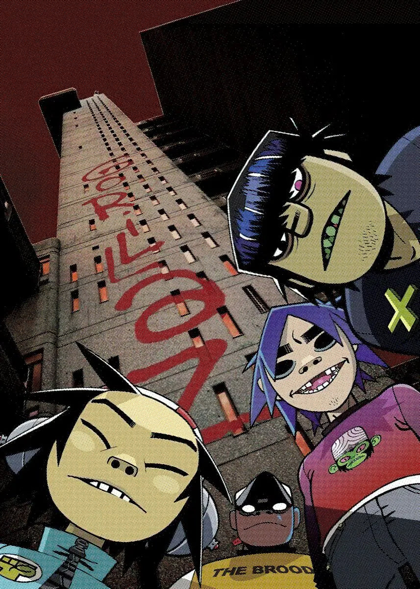 Virtual Anime Rock Band Gorillaz Poster Modern Music Album Cover Canvas Painting Wall Art for Club Living Room Home Decor Mural