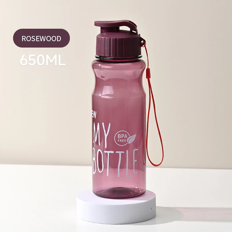Transparent Water Bottle Portable Sport Cup for Drinking Kitchen Tools 650ML Water Bottle For School Gym Travel Girl Boy