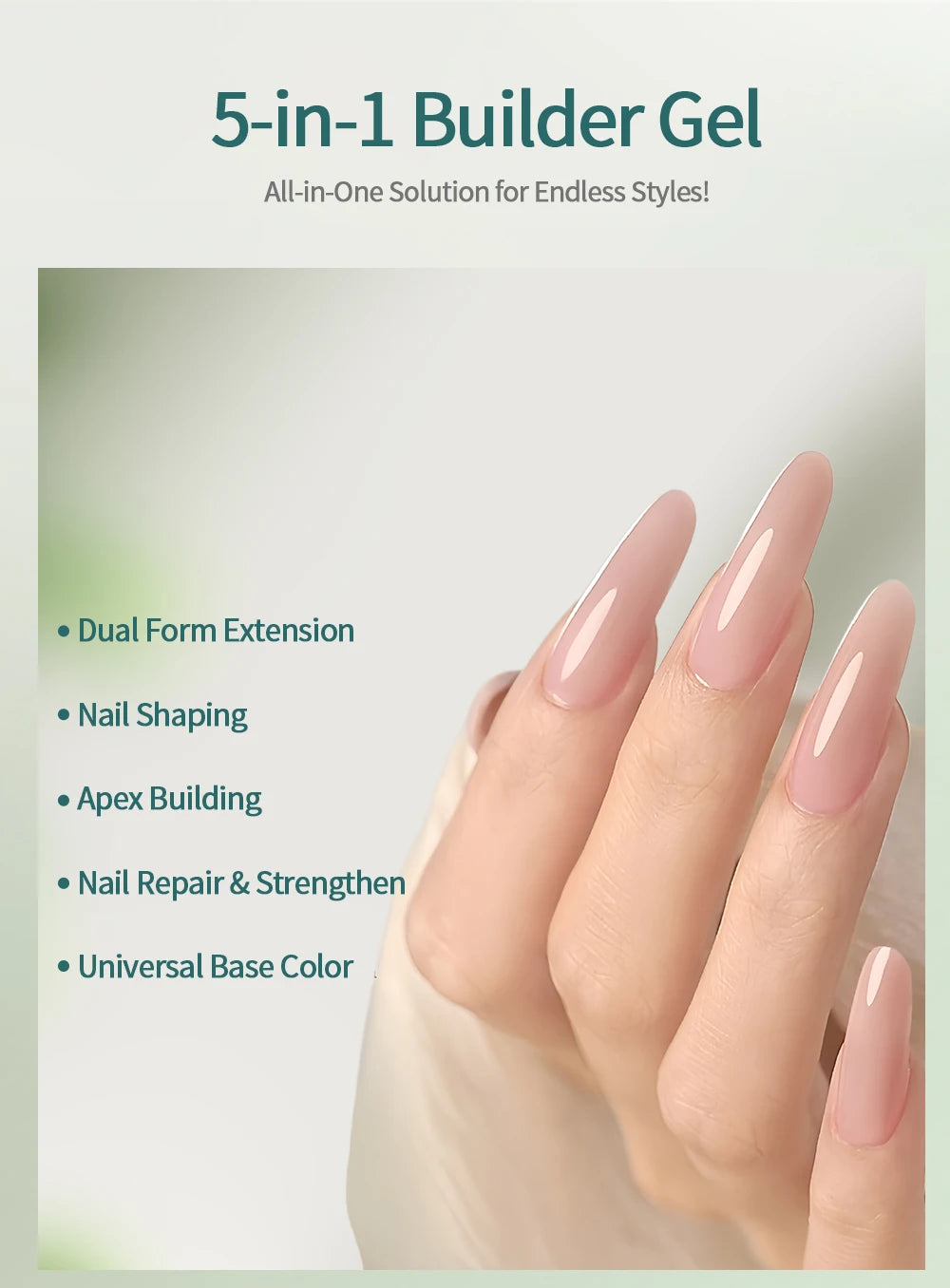 Nailpop HEMA-FREE Builder Gel 30g for Nail Extension Milky Smooth Clear/Pink Long Lasting Quick Building Soak Off UV Nail Gel