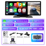 10/11.26 inch Dash Cam 4K Car DVR Wireless Carplay & Android Auto GPS Navigation Video Recorder Dashboard Dual Lens Wifi FM AUX