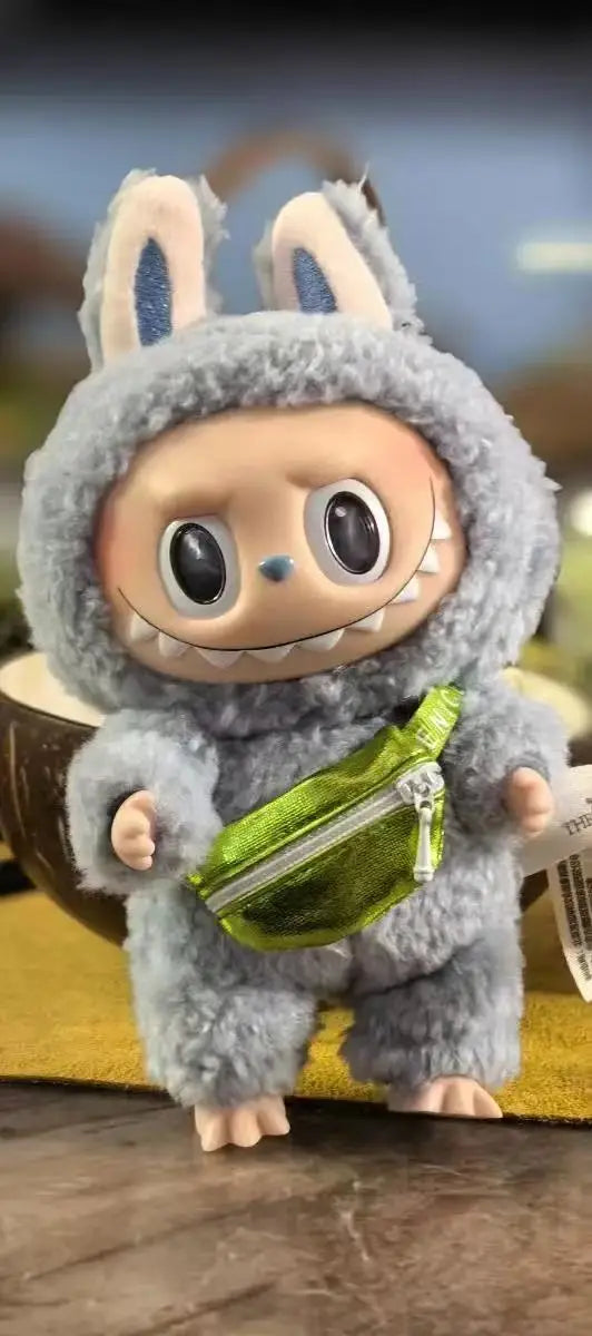 17cm V1 V2 Labubu Crossbody Bag Cute 1/6 1/8 1/12 BJD Dolls DIY Waist Bags Cute 15cm Idol Plush Doll Accessories Belt Bag Gift