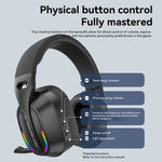 B500 Over Ear Headset Bluetooth5.4 Wireless Stereo Gaming Earphone Built-in Mic RGB Light Low Latency Headphone For PC