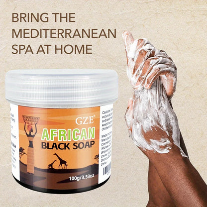 GZE African Black Soap 3-in-1 – Natural Cleanser for Face, Hair & Body