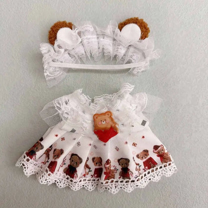 20cm Cotton Doll Clothes With Headwear Bow Headband Accessories Plush Dolls Dresses Skirt Decoration for EXO Idol Doll Accessory
