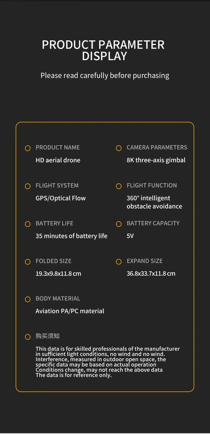For Dji S808 PRO Drone 5G GPS Professional 8K Dual Camera 3-axis Anti-Shake Gimbal Obstacle Avoidance Wifi FPV Brushless Drone