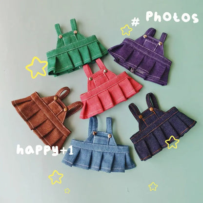 Strap skirt For labubu Big into energe doll T-Shirt Denim strap skirt Baseball Cap clothes Accessories