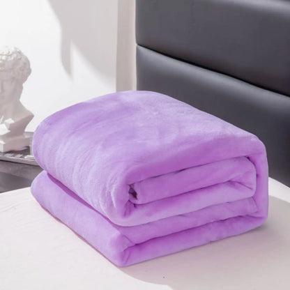 1pc solid color blanket with thickened fleece, suitable for all seasons, machine washable