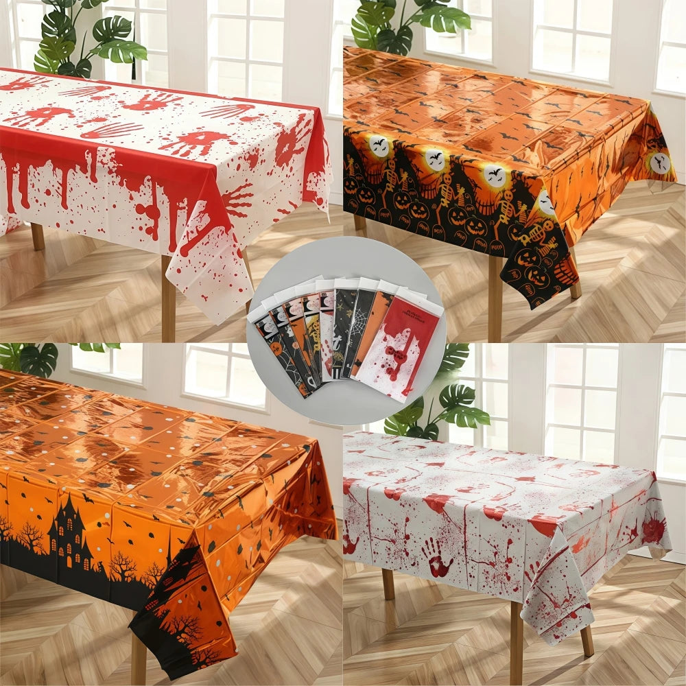 1Pcs Halloween Skeleton Pumpkin Spider Tablecloth Halloween Ghost Festival Day of The Dead Prank Party Carnival Party Decoration