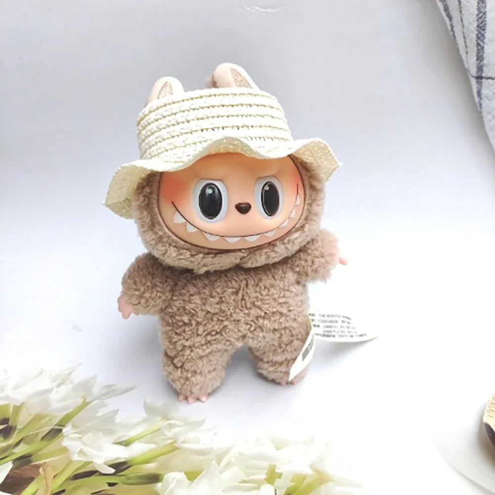 Mini Doll Straw Hat for Dollhouse Miniature 17cm Labubu Doll Color Match Hats Kawaii Cute Dolls Accessories for Kids Girls Toys