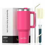 591ml Stainless Steel Insulated Cup 20oz Tumbler with Handle and Straw Keep Cold and Hot Thermal Mug Portable Car Travel Mug