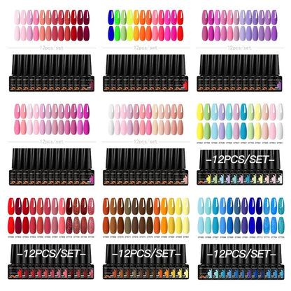 MEET ACROSS 12Pcs Gel Nail Polish Set 7.3ml Pink Blue Neon Macaron Color for Nails UV Gel LED Nail Art  Varnish Manicure Kit
