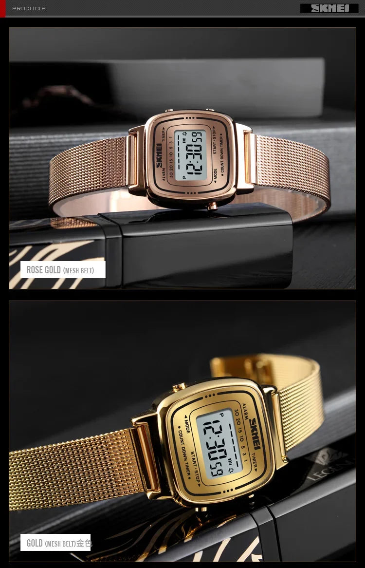 SKMEI 1901 Luxury Small Dial Digital Women Watch Ladies Calendar Waterproof Lady Sports Wristwatches Girl Clock 1252 Reloj Mujer