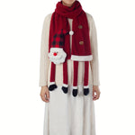 Women's Christmas Scarf Plush Warm Soft Extra-Long Snowman Santa Claus Reindeer-Patterned Scarves Winter Fashion Shawls