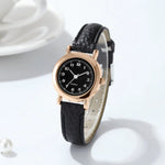 Women's Watch Fashion Small Arabic Quartz Watches Leather Band Wristwatches
