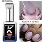 KODIES GEL Builder Nail Gel in a Bottle Milky Pink 15ML Brush on Builder Extension Gel Polish Soak Off French Manicure Hard Gel