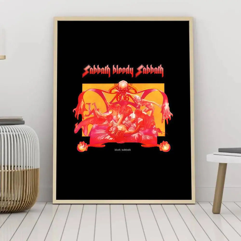 B-Black Sabbath Paranoid Poster Self-adhesive Art Waterproof Paper Sticker Coffee House Bar Room