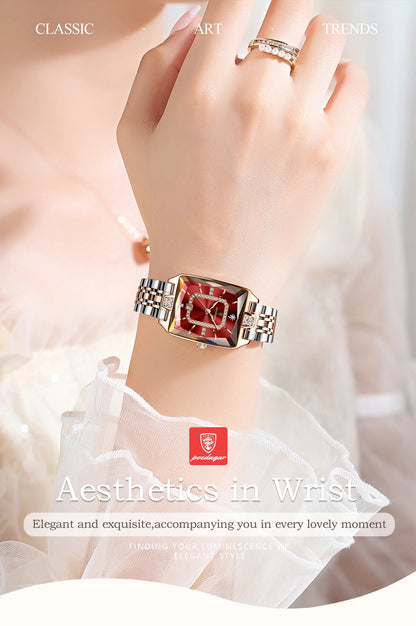 POEDAGAR Luxury Rectangle Watch For Woman Waterproof Calendar Simple Ladies Watch Fashion Stainless Steel Quartz Women's Watches