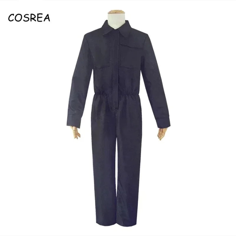Michael Myers Costume Cosplay Horror Demon Killer Blue Working Clothes for Men Disguise Halloween Suit for Adults