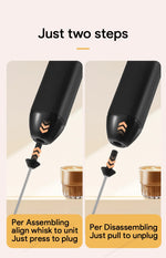 Electric Milk Frother USB Rechargeable Handheld Egg Beater 3 Speeds Foam Maker Mixer Coffee Drink Frothing Wand Foamer Kitchen