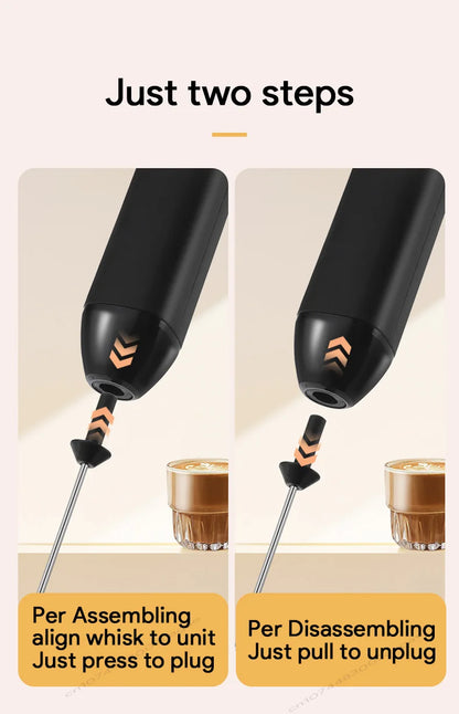 Electric Milk Frother USB Rechargeable Handheld Egg Beater 3 Speeds Foam Maker Mixer Coffee Drink Frothing Wand Foamer Kitchen