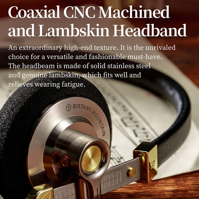 ROSESELSA Distant Mountain Retro Over Ear HiFi Headsets OOTD Vintage Metal Wired Headphones with MMCX 3.5mm Plug