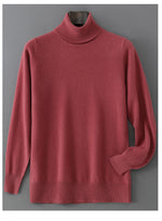 Men's 100% Pure Wool Pullover Sweater For Autumn Winter High Collar Knitted Long Sleeved Loose Solid Color Casual Simple Warmtop