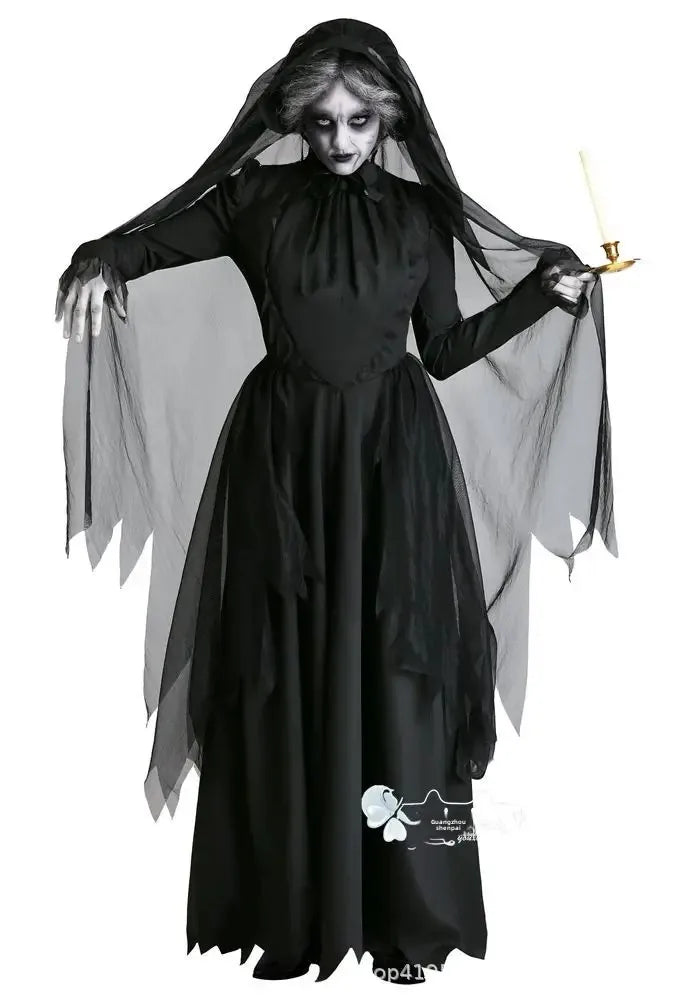 Frightening Vampire Black Bridal Gown Cosplay Costume Unique Special Purpose Clothing From China Mainland For Halloween Party