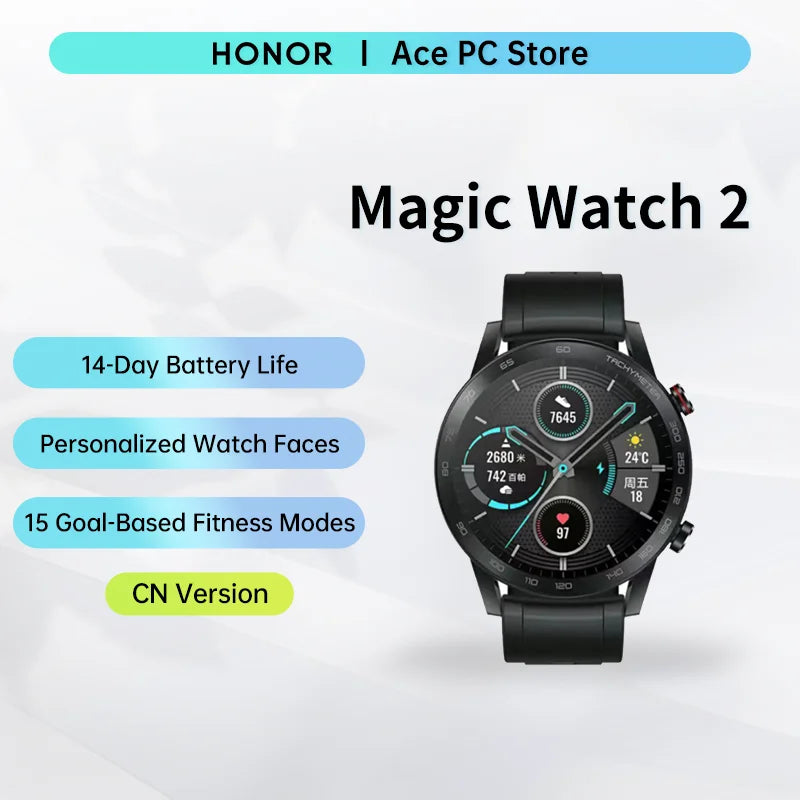 New HONOR Magic Watch 2 Smart Watch 46mm Bluetooth 5.1 Calling Smartwatch Blood Oxygen 14 Days Battery Life Heart Rate GPS