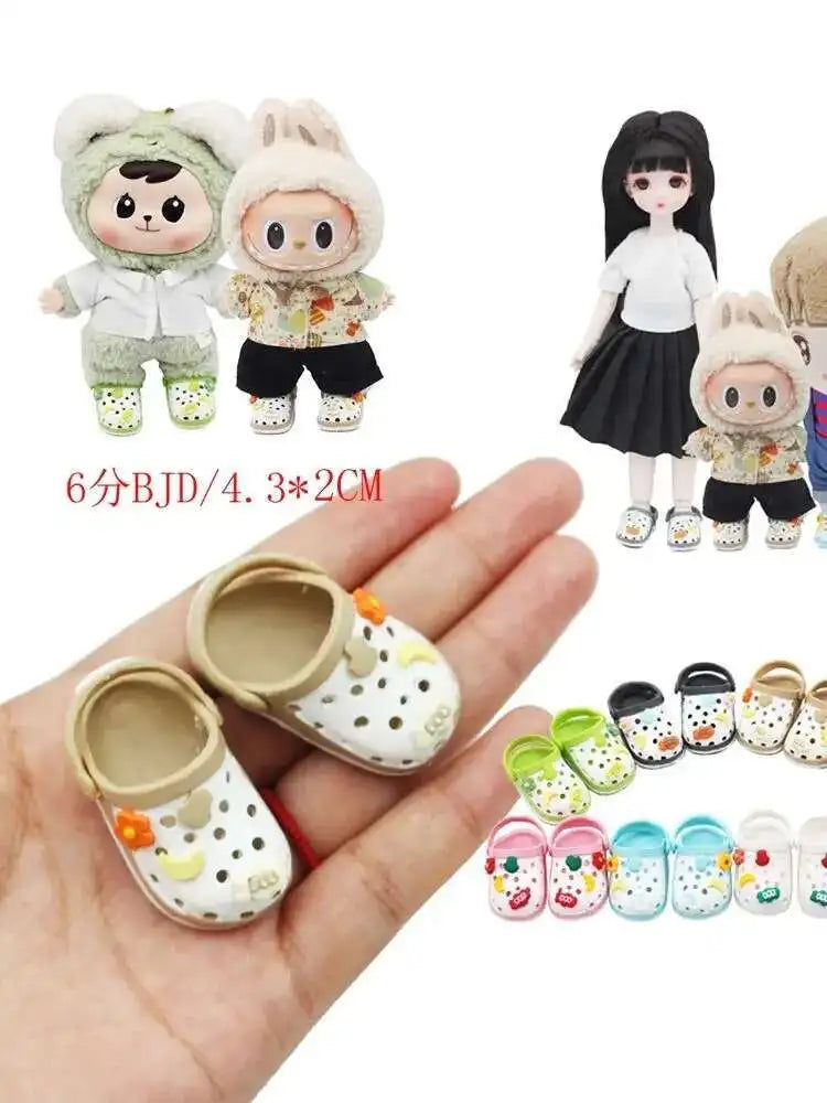 labubu Doll Slippers Shoes (4.3*2.0cm) for Labubu Macaron bao-ao bao ao &15cm EXO Plush Doll & 1/6