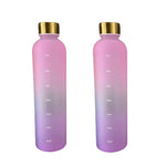 1L Bottle With Time Marker 32 OZ Motivational Reusable Fitness Sports Outdoors Travel Leakproof BPA Free Frosted Plastic