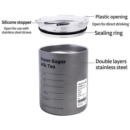 600ml Thermos Portable Stainless Steel Coffee Cup Thermos Bottle with Straw Insulation Drinkware Does Not Contain BPA