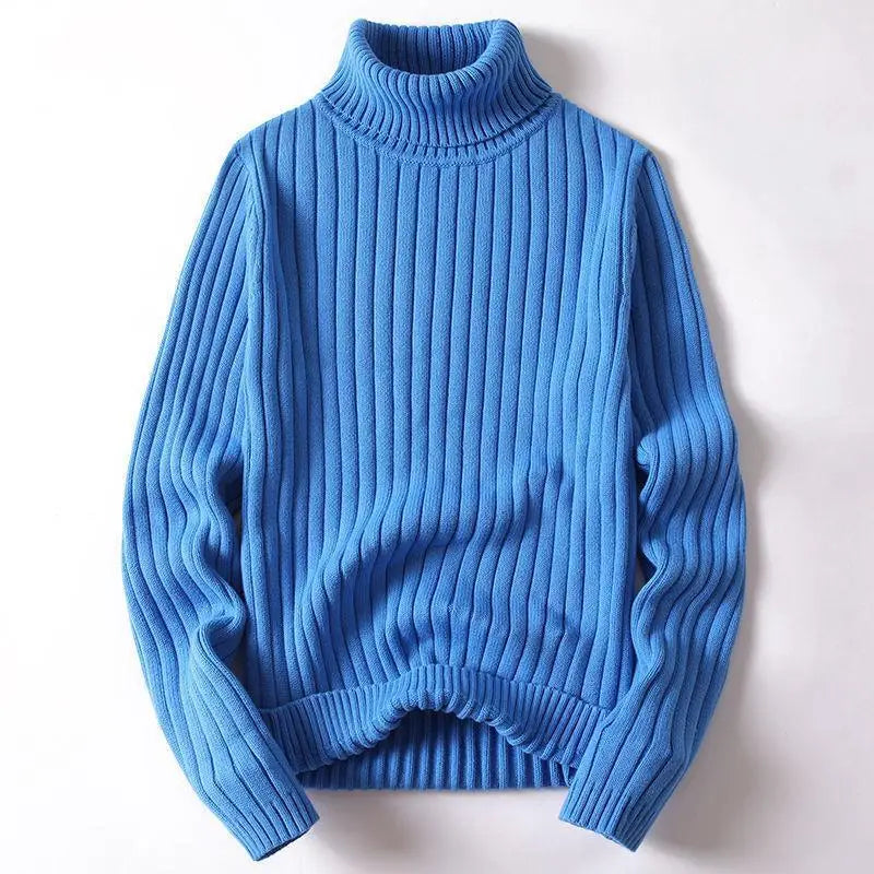 Fashion Mens Turtleneck Sweater Knittde  Pullovers Mens Clothes Autumn Winter Casual Sweater Turtleneck Slim Fit Warm Pullovers