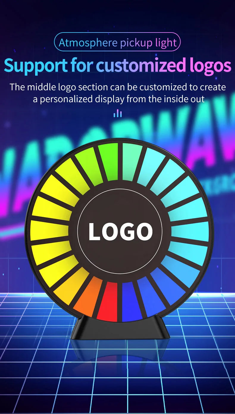 Smart RGB Pickup Lights LED 3D Ambient Lamp Sound Control Music Rhythm Lights Air Freshener for Car Gaming TV Creative Decora