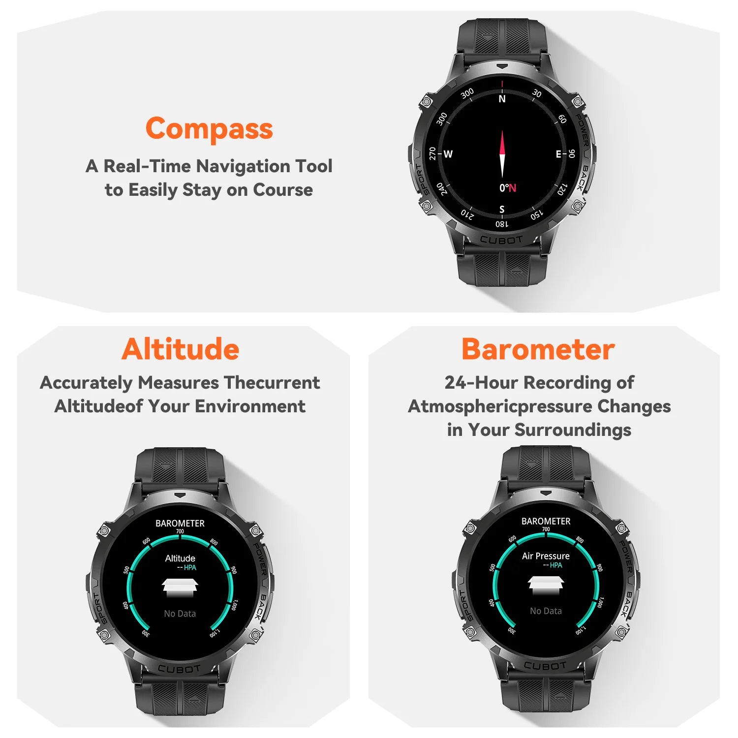 Cubot X3, Sport Waterproof Smartwatch, 1.73-inch AMOLED Display, Bluetooth Calls, 900mAh Battery, Blood Oxygen, Fitness Tracker
