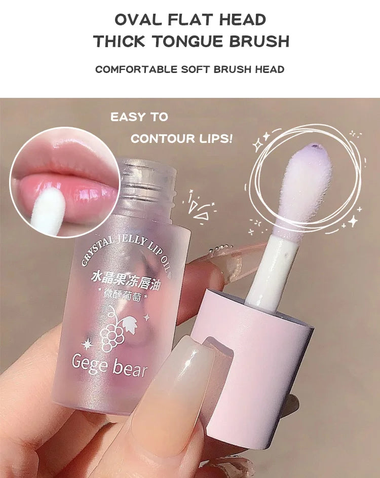 Gege Bear Crystal Jelly Fruit Lip Oil Peach Grape Avacado Hydrating Moisturizing Nourishing And Lightening Lips Line