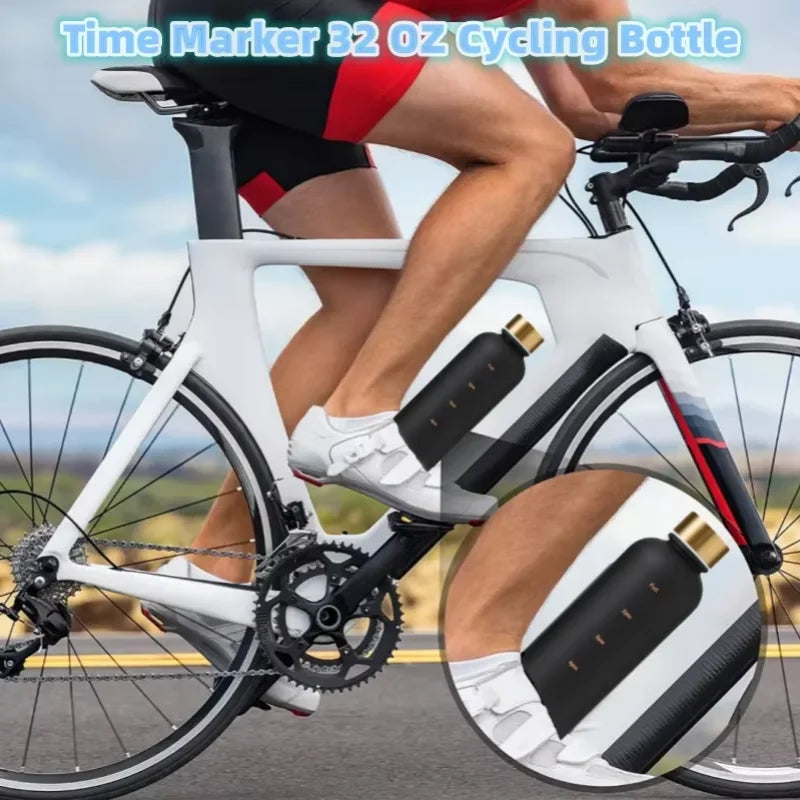 1000ML Bottle With Time Marker Motivational Reusable Fitness Sports Outdoors Travel Cycling Leakproof BPA Free Frosted Bottle