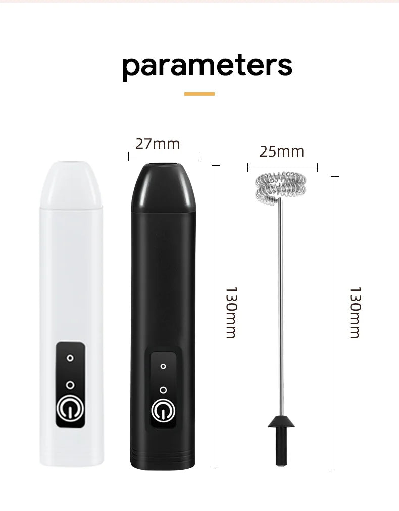 Electric Milk Frother USB Rechargeable Handheld Egg Beater 3 Speeds Foam Maker Mixer Coffee Drink Frothing Wand Foamer Kitchen