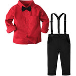 Baby Christmas Outfit Boy Kids Gentleman Formal Suit Toddler Suspenders Clothing Set Infant Party Dress Shirt