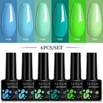 LILYCUTE 6Pcs/Set 7ML Gel DIY Nail Polish Bright Pink Semi Permanent Soak Off UV LED Gel Varnish Nail Art Design Manicure Kit