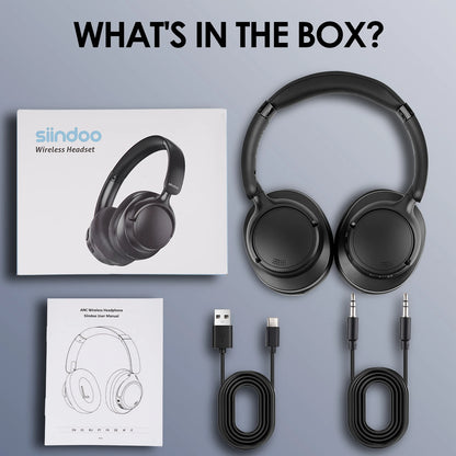 Siindoo New JH-ANC630 Active Noise Cancelling Wireless Headphones Over Ear Bluetooth earphones with Mic 70H Playtime Clear Calls