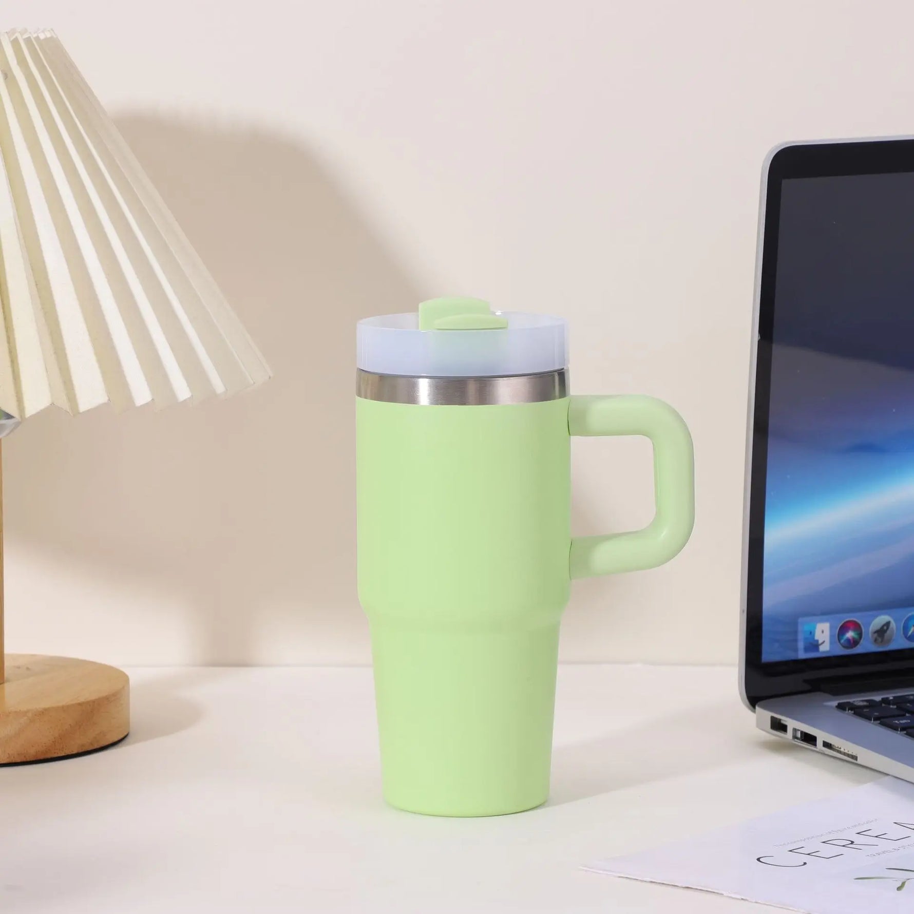 14oz Car Mug with Handle Double-layer Vacuum Coffee Cup Portable Water Cup Large Capacity 304 Stainless Steel Travel Thermal Cup