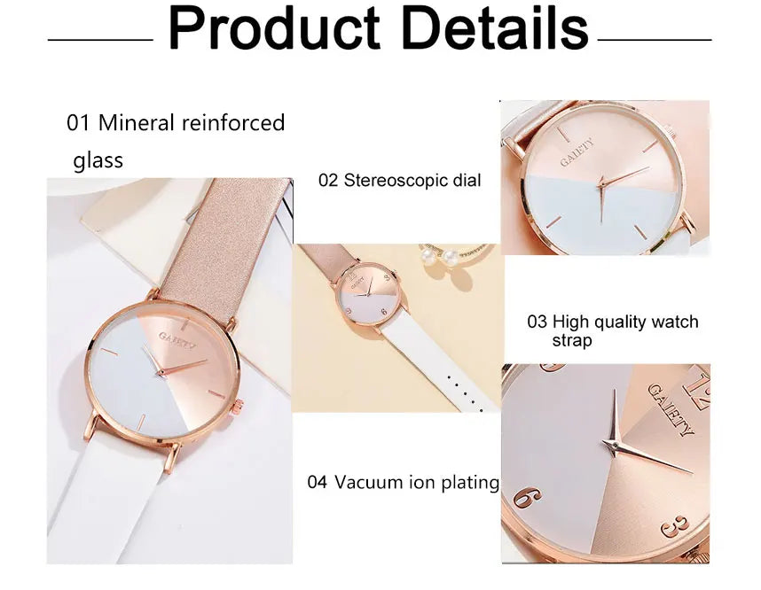 Women Watch Set Luxury Fashion Colourful PU Leather Strap Ladies Quartz Wristwatch Alloy Bracelet For Ladies Gift