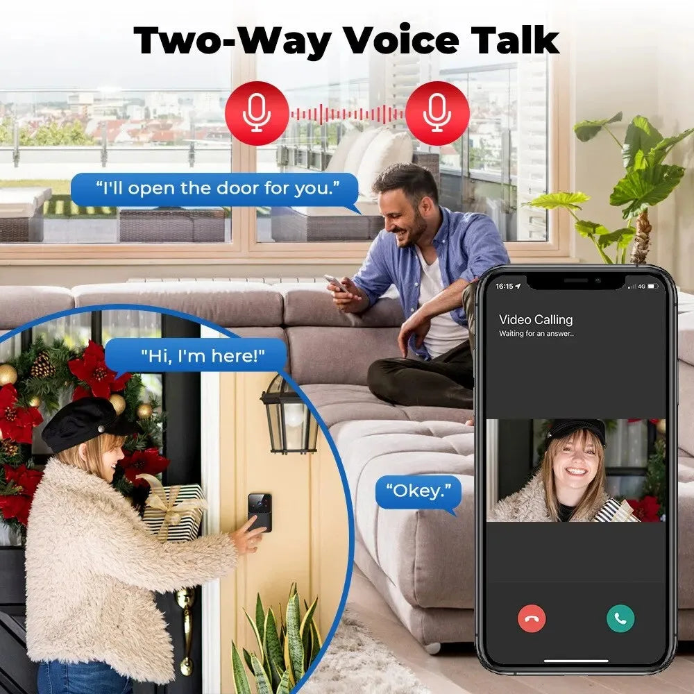 WiFi Doorbell Home Tuya WiFi Wireless Doorbell DC AC Battery Powered Camera Bell with Alex Google Bundle Video Doorbell Camera