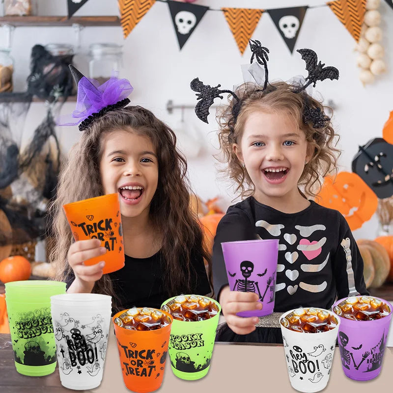 8-24Pcs Halloween Drinking Cups Boo Skull Plastic Juice Cocktail Cup for Halloween Party Home Table Decoration Supplies