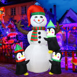 Christmas Inflatable Decorations - Branch Snowman, Santa Claus, Gingerbread Man, Gift Bag Snowman LED Light Lawn Decorations